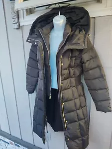 Cole Haan Puffer Coat Womens Dusty Olive Hooded Down Feather Parka, S, NWT, $350 - Picture 1 of 17