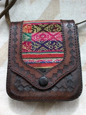 Tooled Leather Bag Womens Girls Tapestry Long Strap Cross Body Vintage Cute Gift - Image 1 of 4