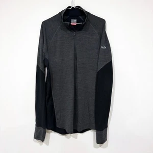 Icebreaker Merino Bodyfit 260 Zone LS 1/4 Zip Base Layer Shirt L Black Grey - Picture 1 of 6
