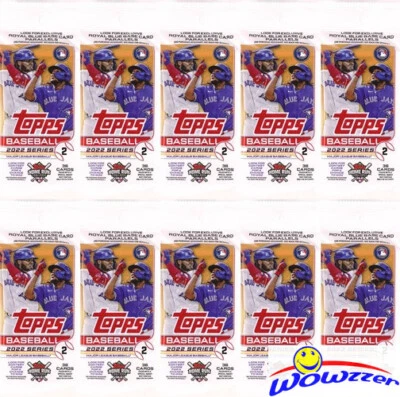(10) 2022 Topps Series 2 Baseball EXCLUSIVE Sealed JUMBO FAT CELLO Pack-360 Card