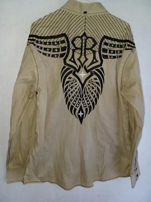 Roar Button Down Shirt Men's XL Embroidered Long Sleeve Western Rockabilly Cross - Image 1 of 4