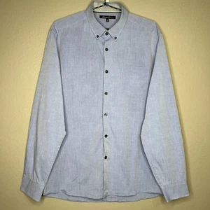 Kenneth Cole Men's Blue Long Sleeve Button-Down With Elbow Patches Sz L - Picture 1 of 10