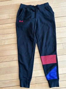 EUC Girl's UA Under Armour Coldgear Loose Fit Jogging Pants sz Large Black  - Picture 1 of 4