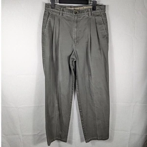 Dockers Khakis 33x32 Mens Pleated Chino Pants Olive Green Cotton Vintage Y2K - Picture 1 of 4