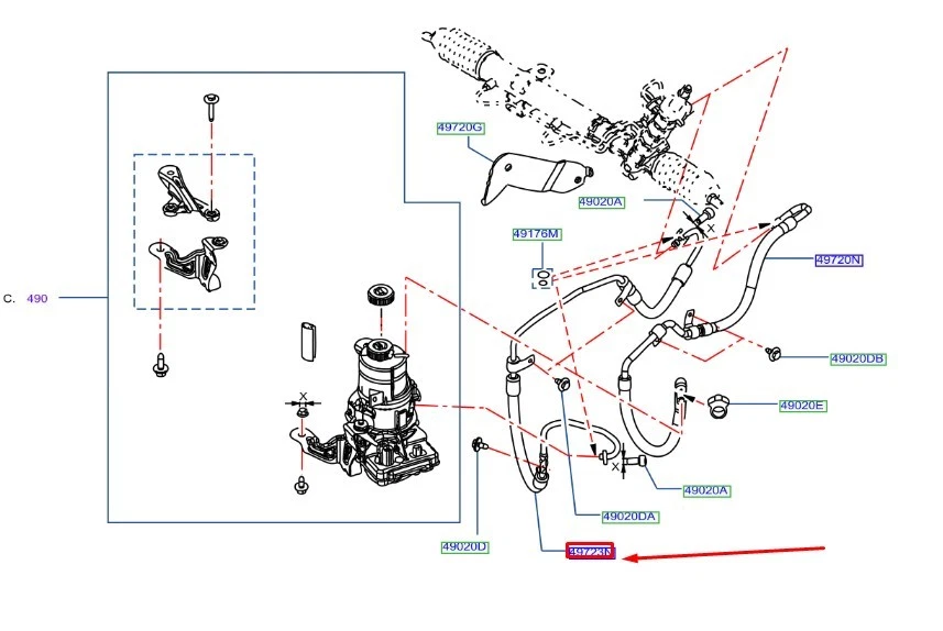 NISSAN NV300 Primastar X82 Servolenkungsschlauch LHD 4972000Q1A NEU ORIGINAL - Image 1 of 2