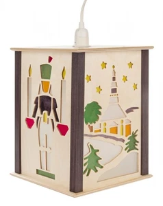 Lanterna elettrica Seiffener chiesa 185x230x185mm nuova lanterna in legno luce vento - Foto 1 di 1