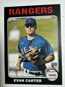 2024 Topps Heritage Mini #170 Evan Carter RC #37/50 Black Border Texas Rangers - Picture 1 of 3