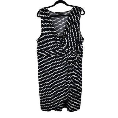 Lane Bryant Mujer Negro Blanco Informal Carrera Elastizado Imitación Envoltura Sin Mangas 18/20 Foto 1 de 4