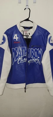 Headgear Classics "DEATHROW" Champions Blue Racing Leather Jacket Size Medium - Image 1 of 3