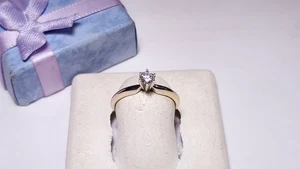 Nachlass 0,20ct Natürlicher Rd Diamant Solitär SI3 GH 14Kt Zweifarbig Verlobungsring23337 - Bild 1 von 6