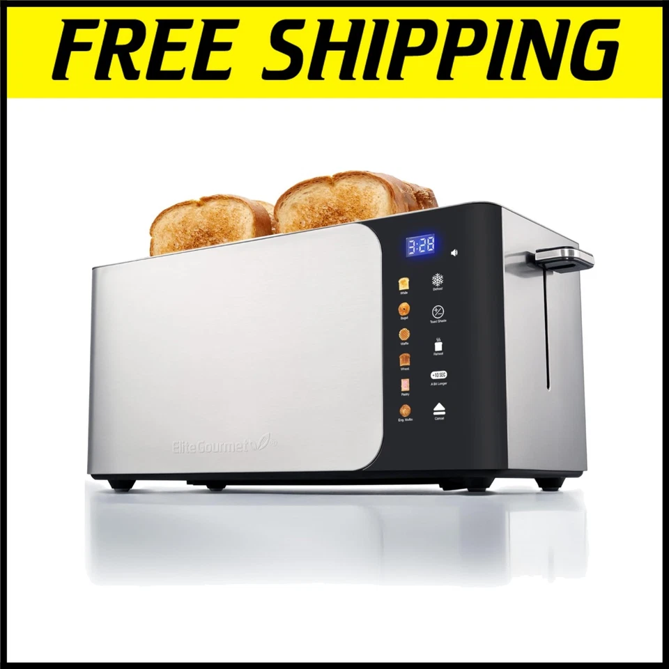 Long Slot 4-Slice Toaster - Touchscreen Control with Defrost & Reheat Options - Image 1 of 4