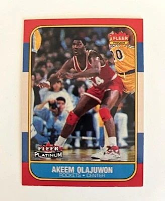 AKEEM OLAJUWON 2001-02 Fleer Platinum 15-я годовщина переиздание 1986 Fleer RC - Изображение 1 из 2
