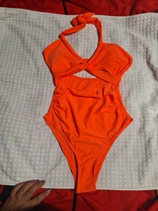 orange women's one piece shein swimsuits - Picture 1 of 8