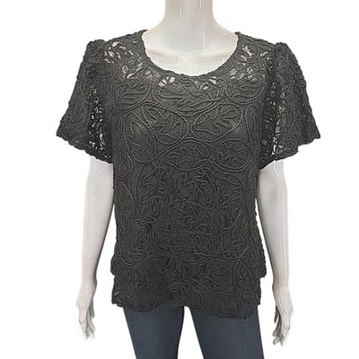 Blusa Top Kate and Mallory Mujer Elegante de Encaje con Forro Talla Mediana Negra Foto 1 de 4