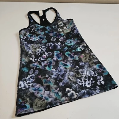 Camiseta sin mangas deportiva Ivivva by Lululemon talla 12 espalda deportiva floral negra reversible  Foto 1 de 4