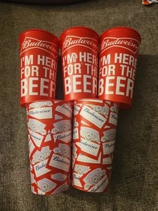 Budweiser Red Plastic Cups Set, Beer, Red Solo Cup, Branding Advertisement - Picture 1 of 9
