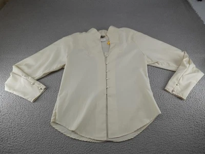 Vintage Western Shirt Womens Medium Ivory Horse Show Square Dance Rodeo USA 90s - Image 1 of 4