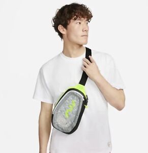 Nike Air Max Bubble Umhängetasche Reise Herren Tasche 4L Reißverschluss grau schwarz Neon Volt