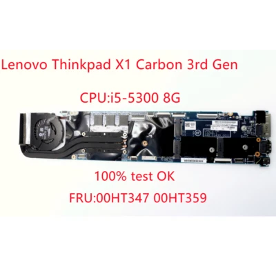 Lenovo Thinkpad X1 Carbon3rd Gen i5 5300U 8G Laptop Motherboard With Fan 00HT359 - Image 1 of 4