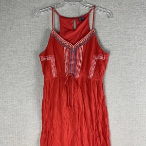 Lily Rose Maxikleid Damen XL ärmellos koralle Crinkle Krepp bestickt Boho - Bild 1 von 10