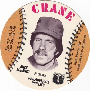 1976 CRANE DISK DISC MIKE SCHMIDT PHILADELPHIA PHILLIES - Picture 1 of 2