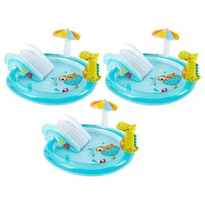 Intex Gator Outdoor Inflatable Kiddie Pool Water Play Center with Slide (3 Pack) - Picture 1 of 12