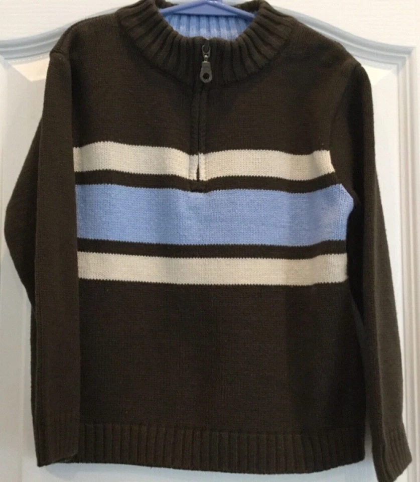 Arizona Jeans Co Boys Pullover Sweater Size M 5 to 6 Brown Blue White 88 - Image 1 of 4