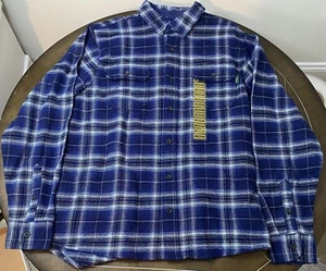 Woolrich Brawny Flannel Shirt Size Medium Blue Overshirt Heavy - Picture 1 of 9