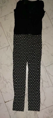 ESPRIT Schicker Overall Hosenanzug Gr.S 36 schwarz gemustert wNEU - Bild 1 von 4