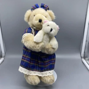 VTG QVC Merrill Osmond Teddy Bear w Plaid Dress & Bow and Plush Stuffed Animal - Picture 1 of 13
