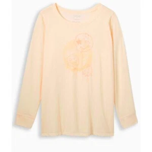 Camiseta Peach Fuzz Smiley Torrid 2X Camiseta Manga Larga Crew Caprichosa Estrella Top NUEVO - Imagen 1 de 9