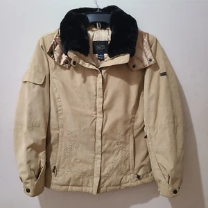 NILS Tan SKI JACKET/COAT, Women's size 8. Faux Fur Collar w/hidden hood option - Picture 1 of 9