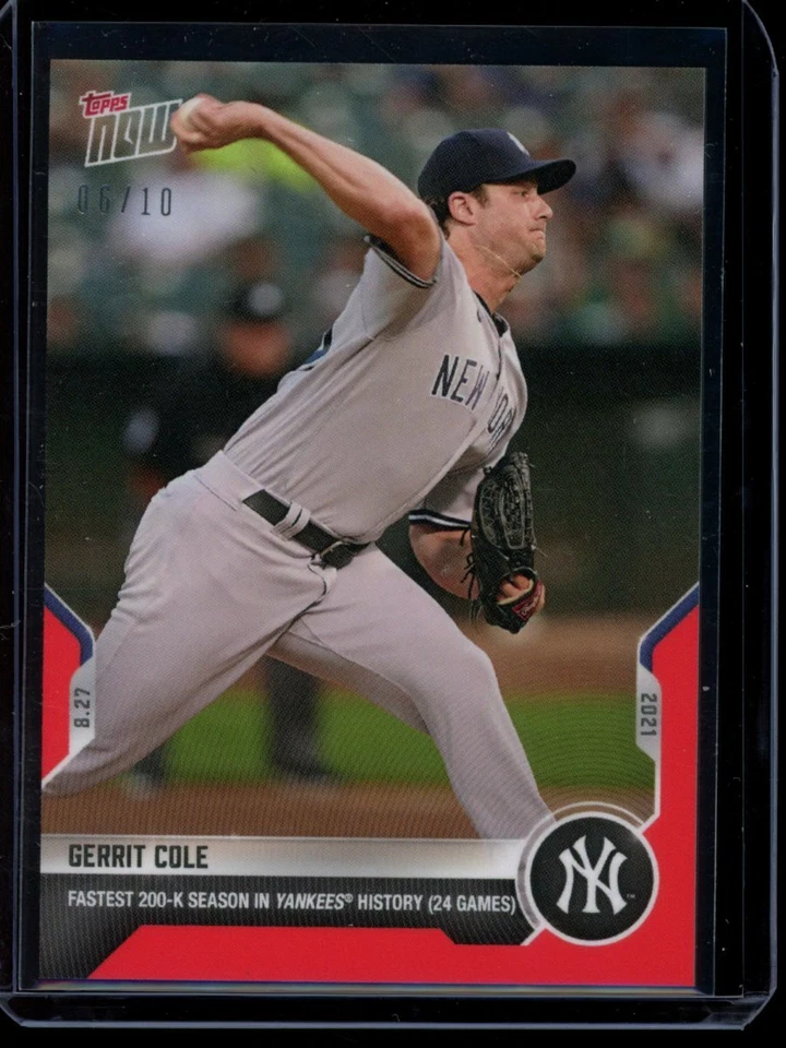 2021 Topps Now #722 Gerrit Cole Red Parallel Card #d /10 - Image 1 of 2