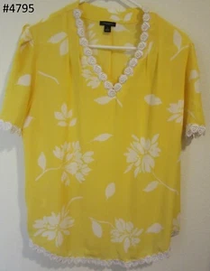 Blusa 620 4795 Ann Taylor Blanca Amarilla Georgette Talla M Blusa Kurti - Imagen 1 de 7