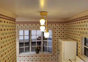 Dollhouse Battery Tall Tulip Ceiling Light Hanging Electric 12 Volt 1:12 Scale - Picture 1 of 7