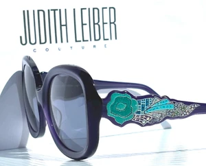 NEW Judith Leiber Violet Purple Jeweled Grey Lens Women's Sunglass JL1674 05 - Picture 1 of 17
