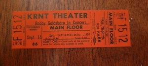 1986 Vintage unused concert ticket -  BOBBY GOLDSBORO -  great shape - Picture 1 of 1