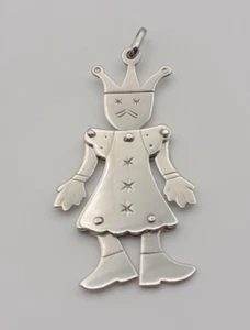 Pendente Re argento 925 snodato ciondolo maxi inciso charms gioielli donna - Foto 1 di 3