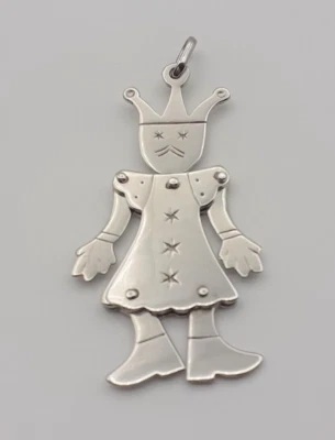 Pendente Re argento 925 snodato ciondolo maxi inciso charms gioielli donna - Immagine 1 di 3