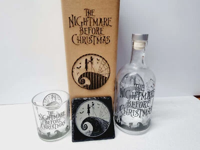 Nightmare before christmas Black decanter box set can be personalised - Image 1 of 4