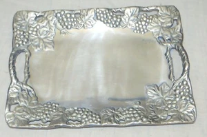 Aluminium Pewter Large 18 x 12.5 inch Tray: Grape pattern - with Handles - Picture 1 of 5