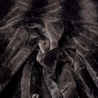 Webpelz Kurzhaar Schwarz Grau gesteift elastisch kuschelig Kunstfell Stoff Deko - Bild 1 von 4