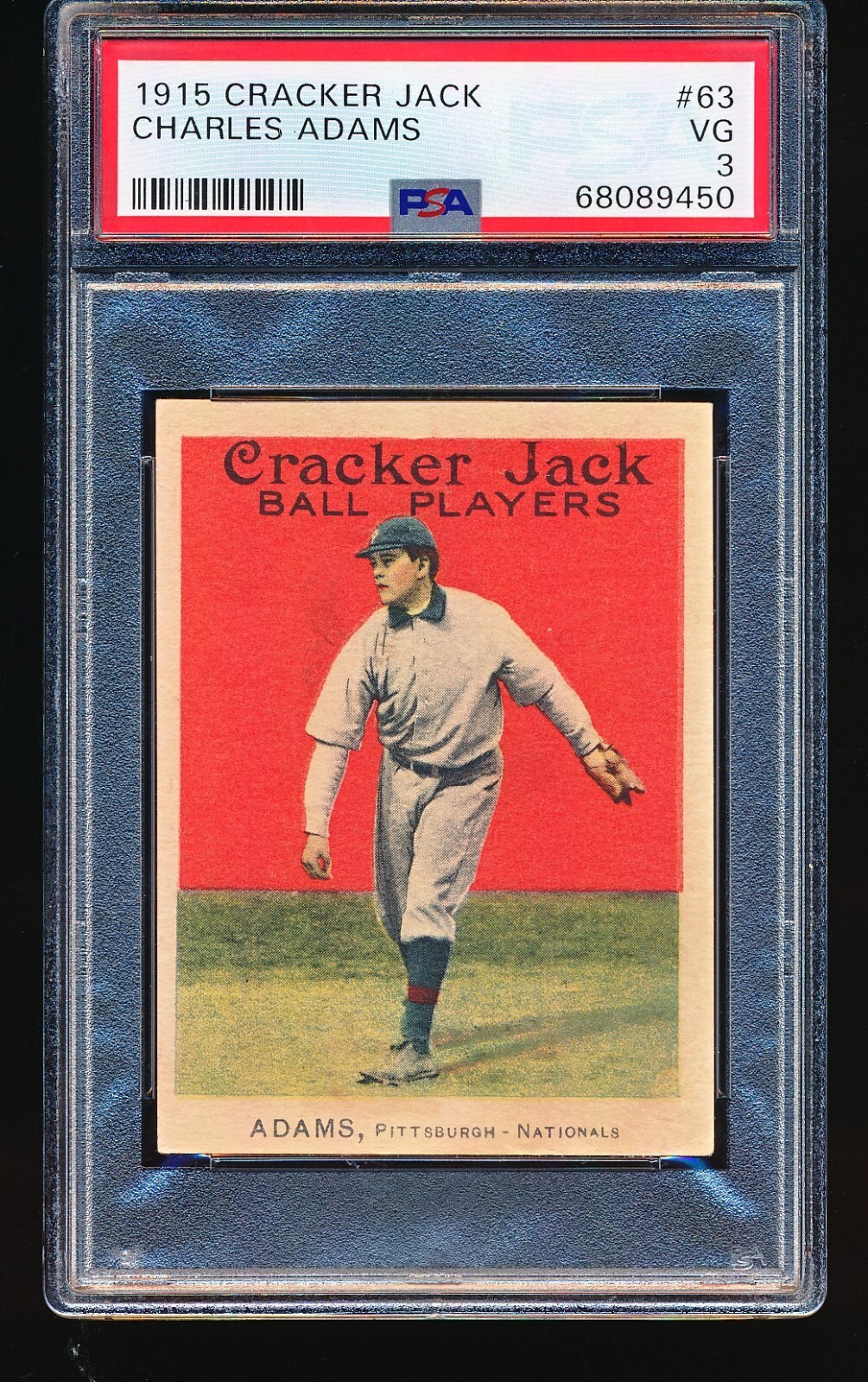 1915 Cracker Jack CHARLES ADAMS #63 PSA 3