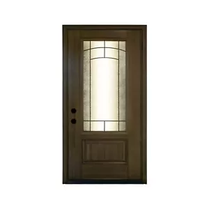 36x80'' Smooth Fiberglass Entry Door, 3/4 Frosted Glass, Dark Brown, RH Inswing - Picture 1 of 5