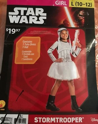 NWT Star Wars Stormtrooper Girls' Costume Size Large (10-12) Free S/H Defect - Image 1 of 4