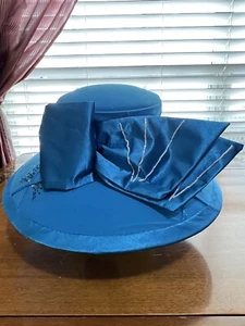 Vintage Psalm CIV Turquoise Church, Easter, Kentucky Derby Hat - Picture 1 of 9