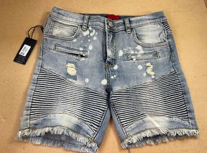 Girls Denim Cuffed Shorts Ripped Medium Blue Size -12 Year NWT - Picture 1 of 5