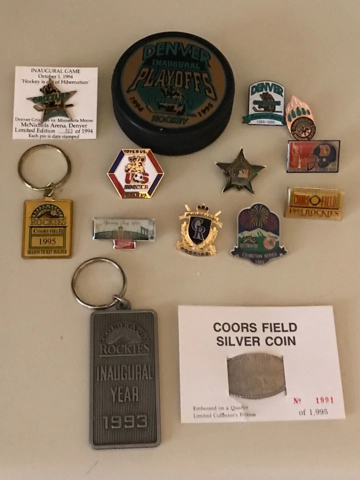 Colorado Sports Rockies Grizzlies Broncos Pins/Clasps Keychains See Photos - Image 1 of 4