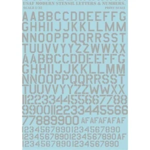 Print Scale 32-001 Decal airplane 1:32 USAF modern stencil letters-numbers White - Picture 1 of 24