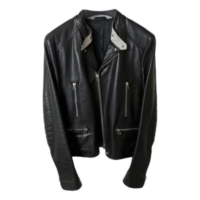 Lanvin 牛皮皮革机车夹克尺寸 52 L 意大利制造 免运费! — 第 1/4 张图片